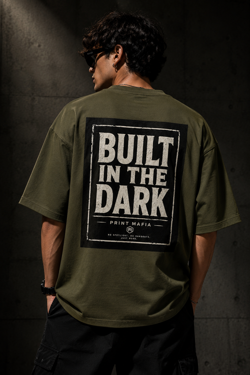 Built In The Dark – Oversized Tee (Olive Green)