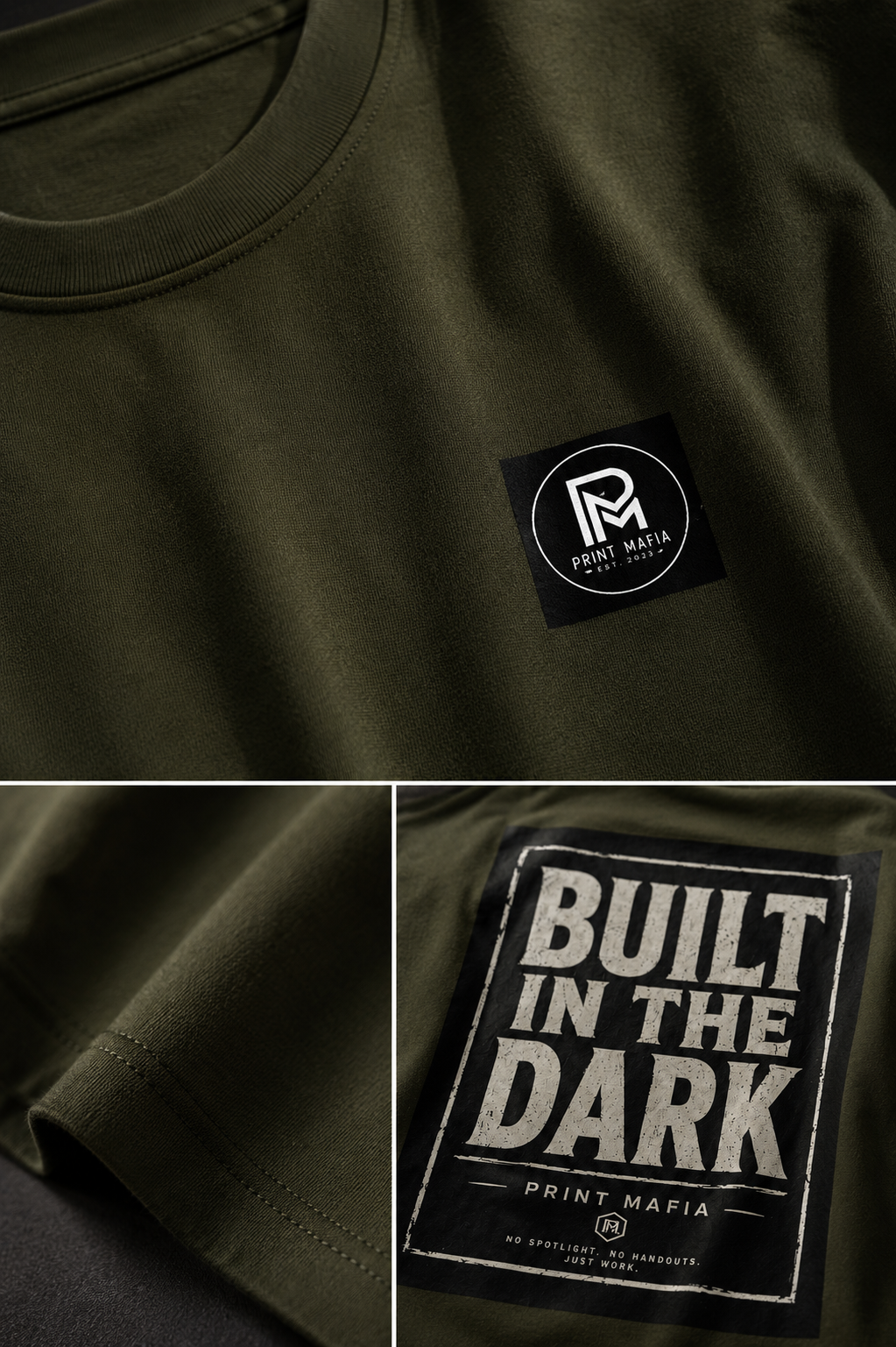 Built In The Dark – Oversized Tee (Olive Green)