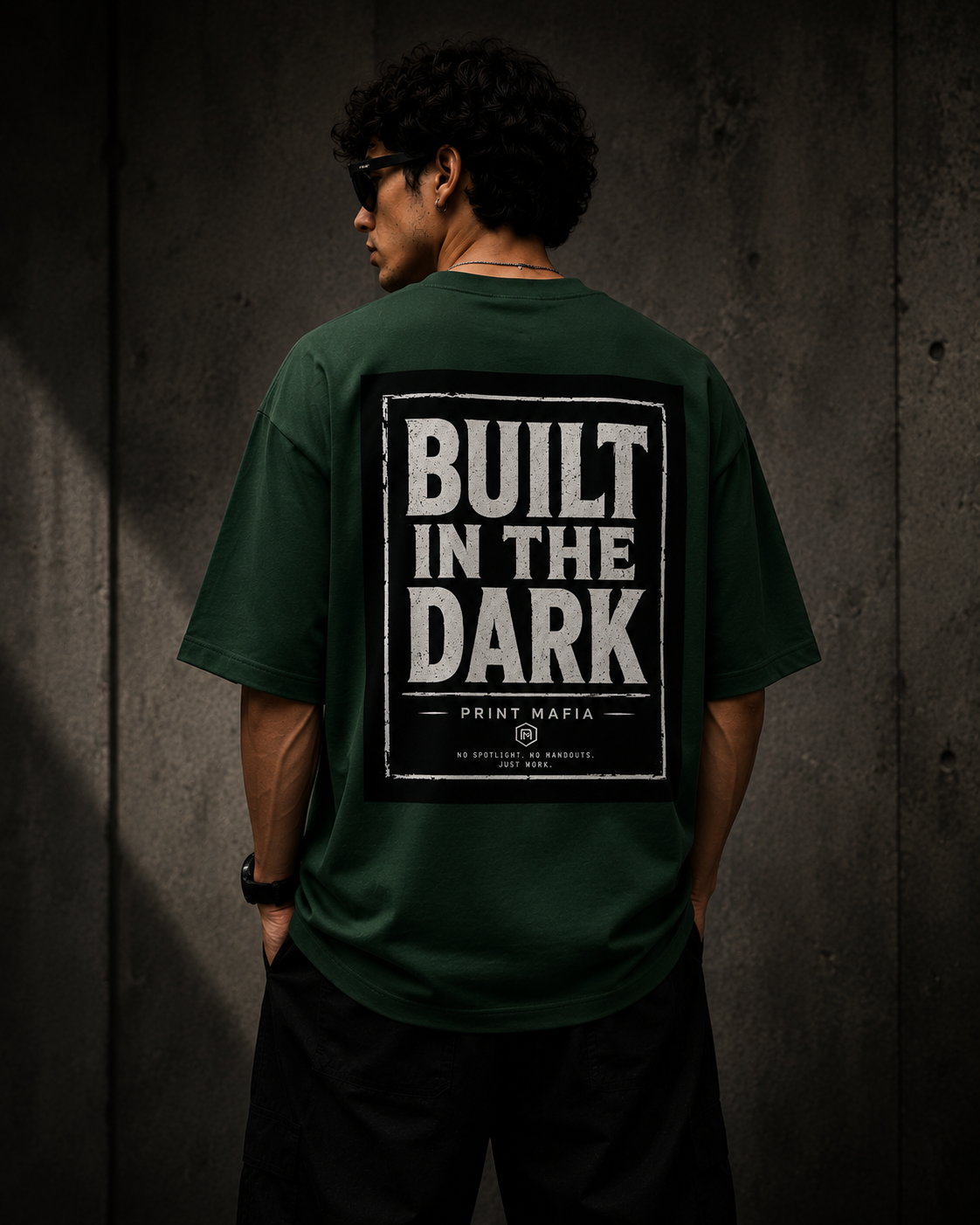 Built In The Dark – Oversized Tee (Bottle Green)