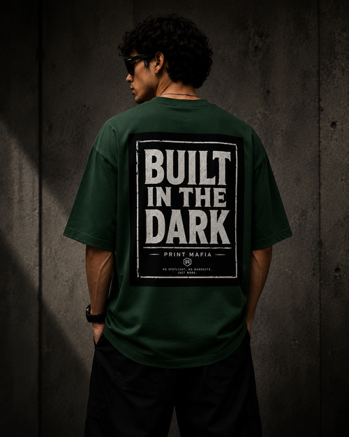 Built In The Dark – Oversized Tee (Bottle Green)