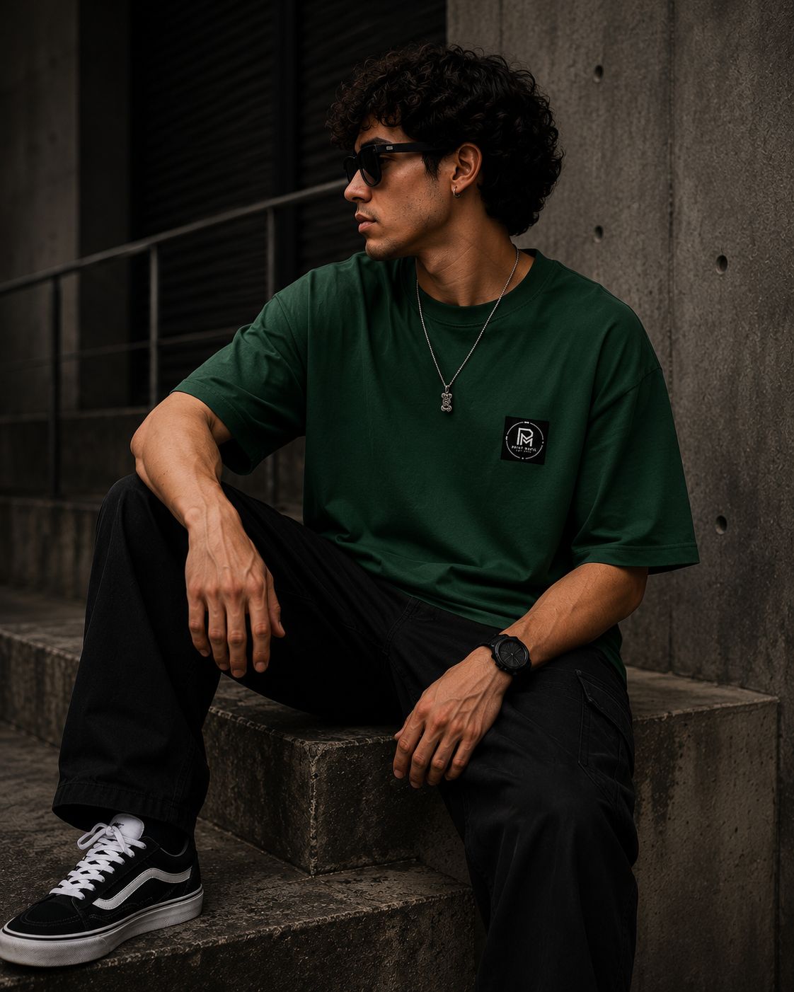 Built In The Dark – Oversized Tee (Bottle Green)