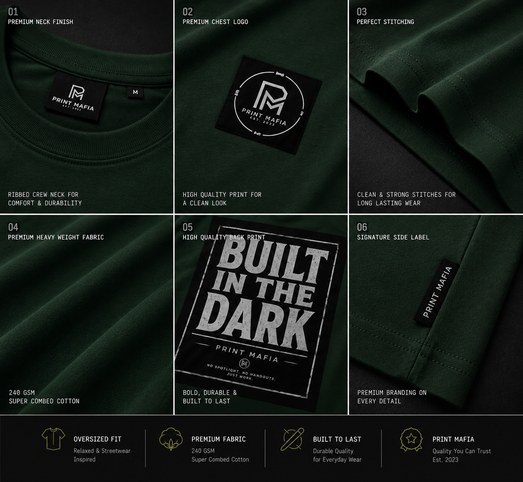 Built In The Dark – Oversized Tee (Bottle Green)
