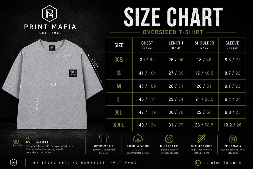 Built In The Dark – Oversized Tee (Grey Melange)