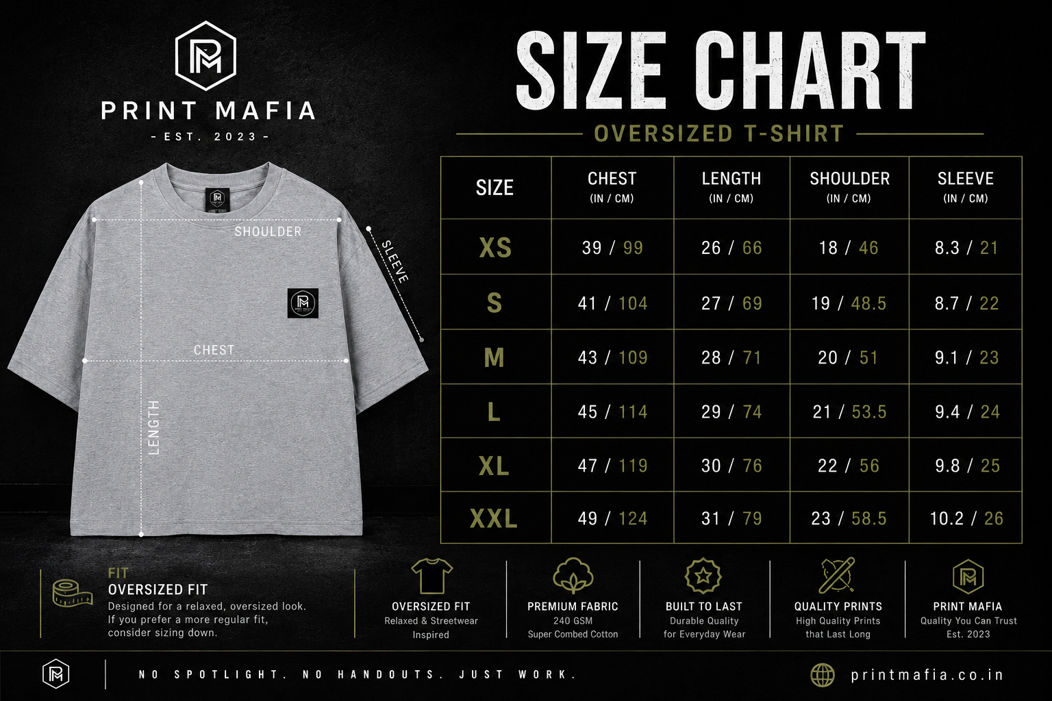 Built In The Dark – Oversized Tee (Grey Melange)