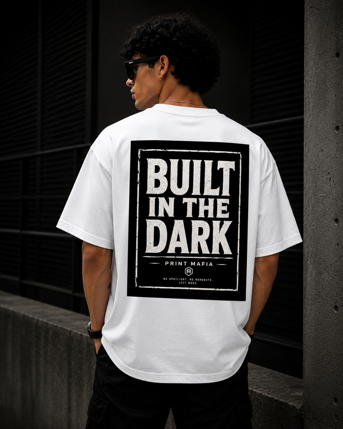 Built In The Dark – Oversized Tee (White)