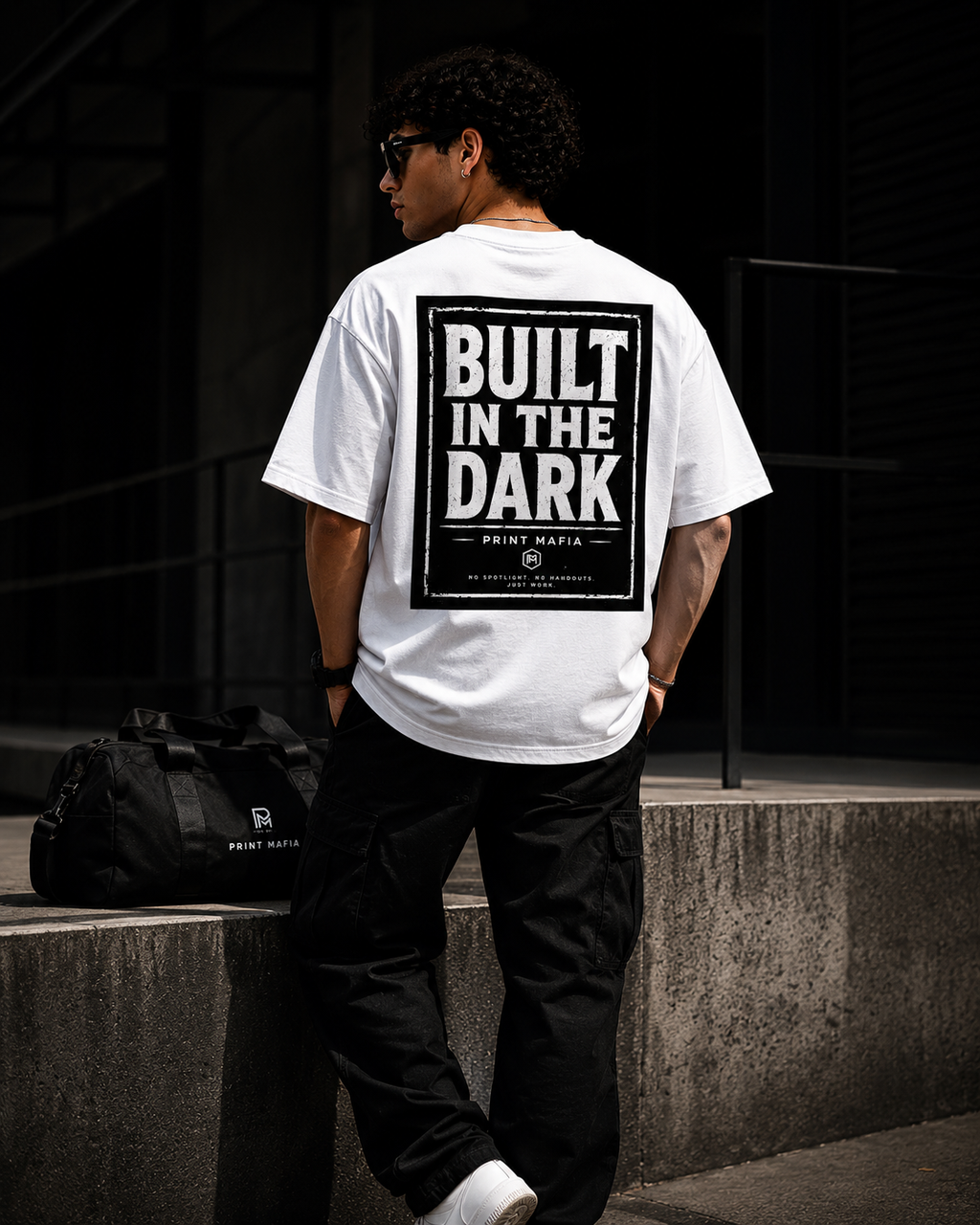 Built In The Dark – Oversized Tee (White)