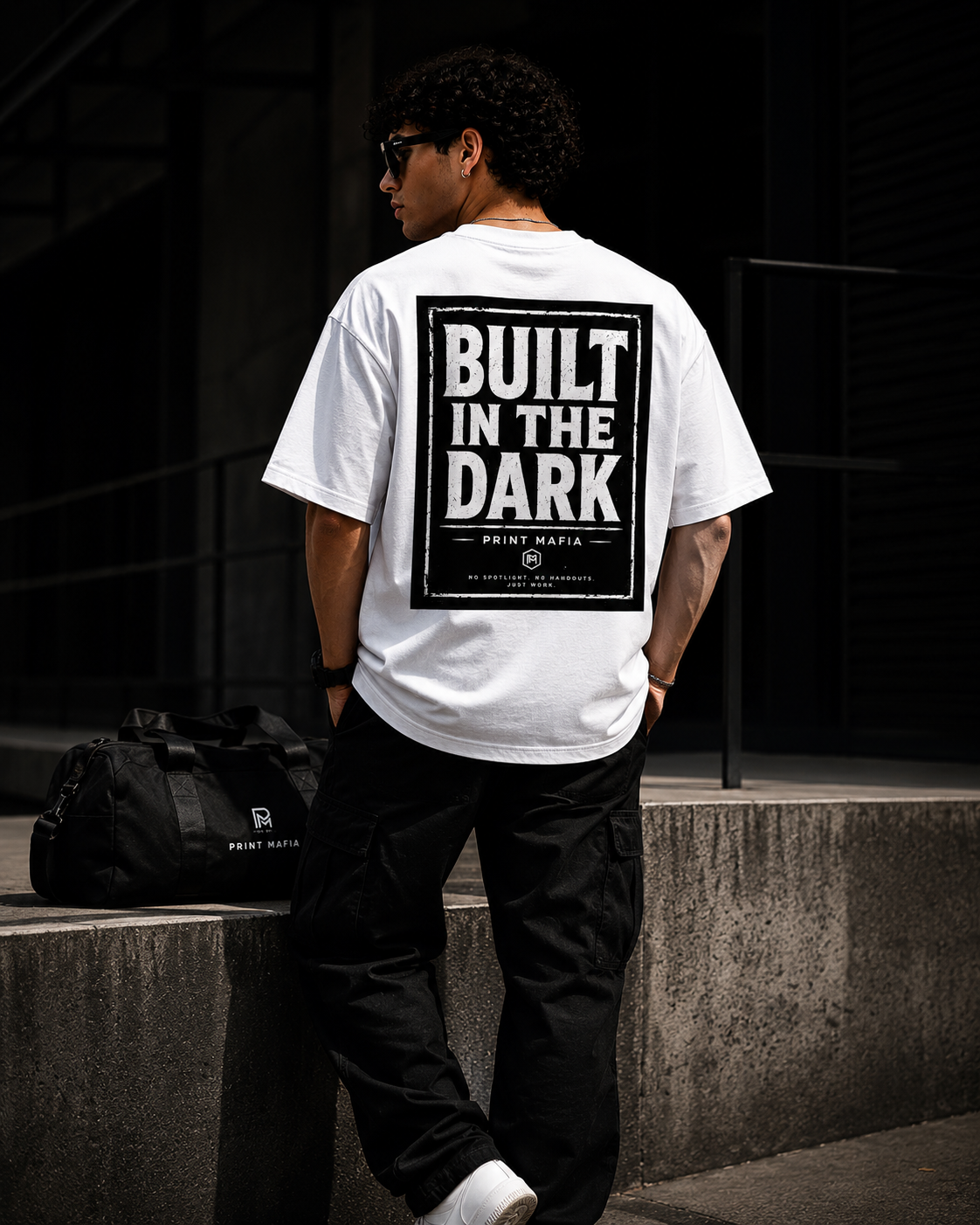 Built In The Dark – Oversized Tee (White)