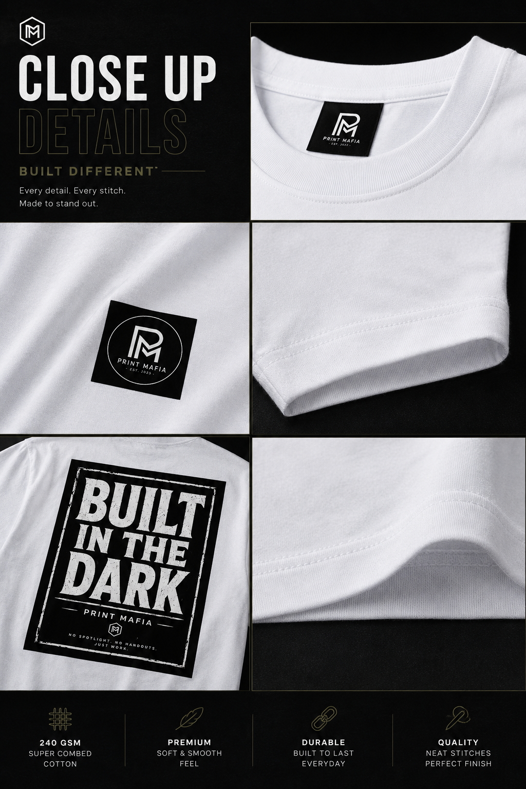 Built In The Dark – Oversized Tee (White)